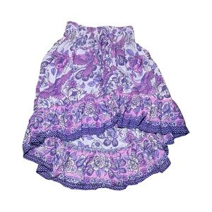 Y2K Sea Lustre Women's High Low Mini Skirt Size M, Elastic Waist, Button Details